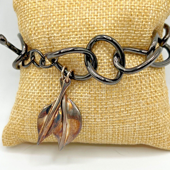 RLM STUDIO Sterling Silver Chain w/ Leaf Charms Bracelet - Picture 1 of 6